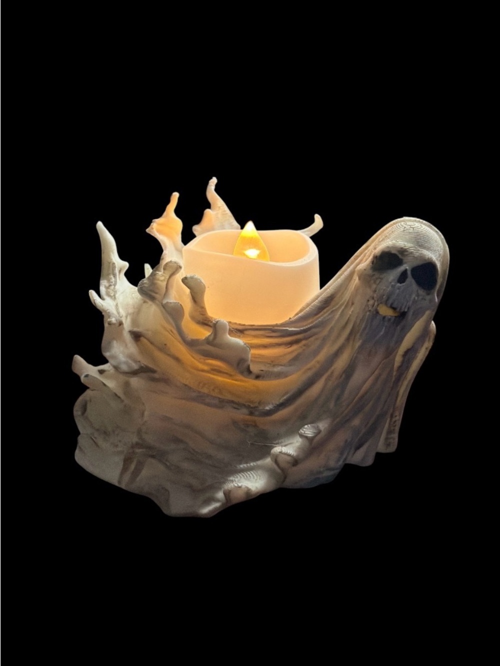 Spooky Ghost Tea Light Holder Set of 4. 3D Printed & Hand Painted NWOT - Picture 3 of 6